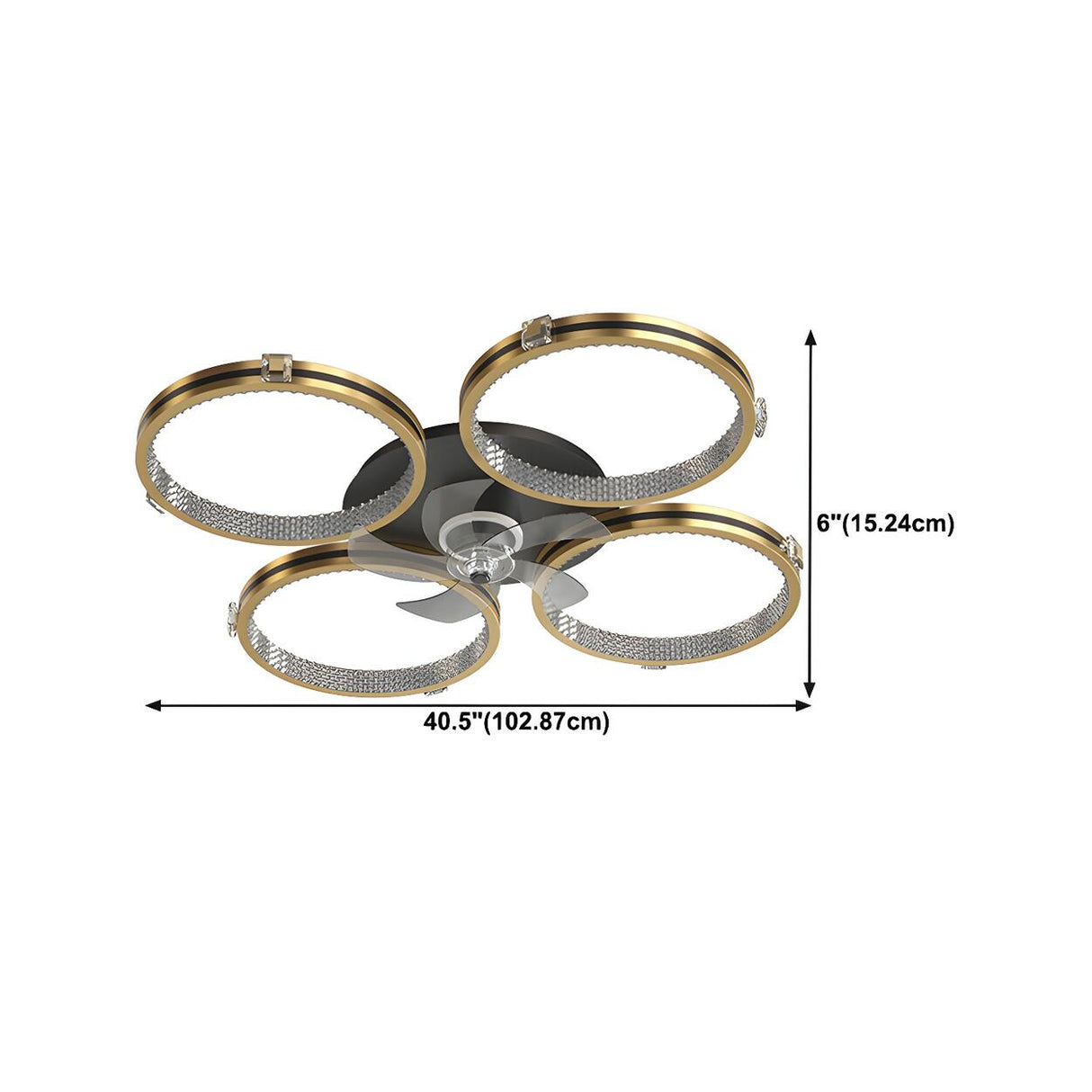 Luxury Multi Ring Gold Finish Ceiling Fan with Light Image - 17