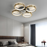 Luxury Multi Ring Gold Finish Ceiling Fan with Light Image - 3