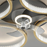 Luxury Multi Ring Gold Finish Ceiling Fan with Light Image - 4