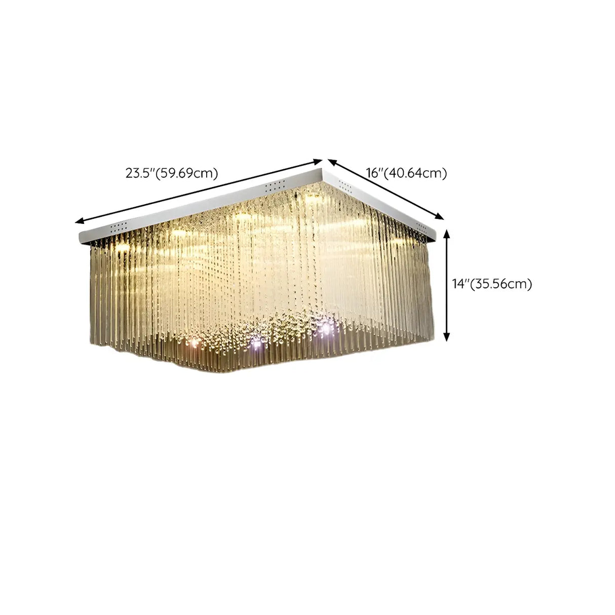 Luxury Rectangle Crystal Cascade LED Flush Mount Light 