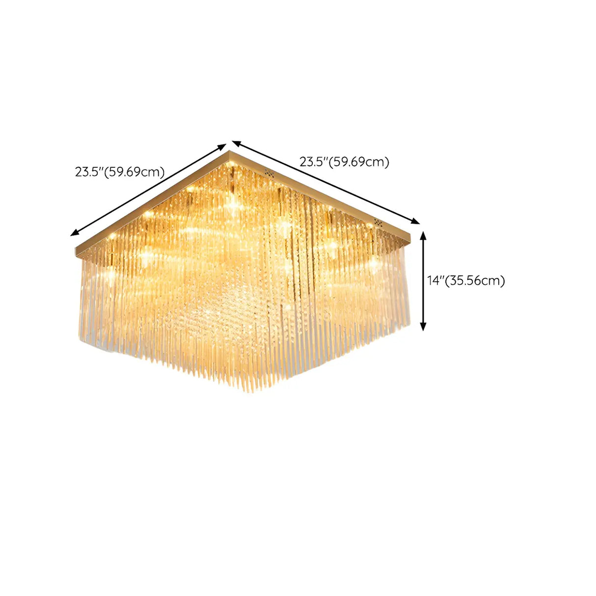 Luxury Rectangle Crystal Cascade LED Flush Mount Light Image - 17