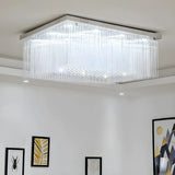 Luxury Rectangle Crystal Cascade LED Flush Mount Light Image - 4