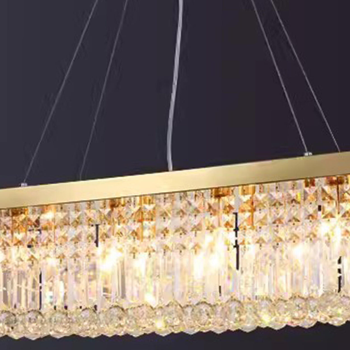 Luxury Rectangular Crystal Island Chandelier Light Image - 12