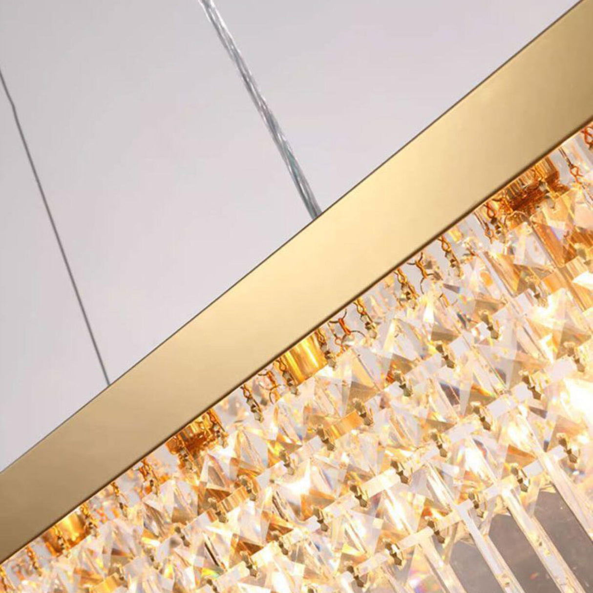 Luxury Rectangular Crystal Island Chandelier Light Image - 14