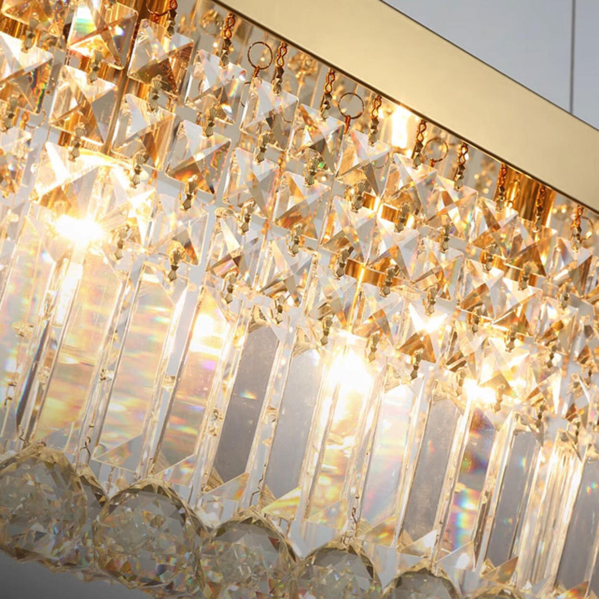 Luxury Rectangular Crystal Island Chandelier Light Image - 15