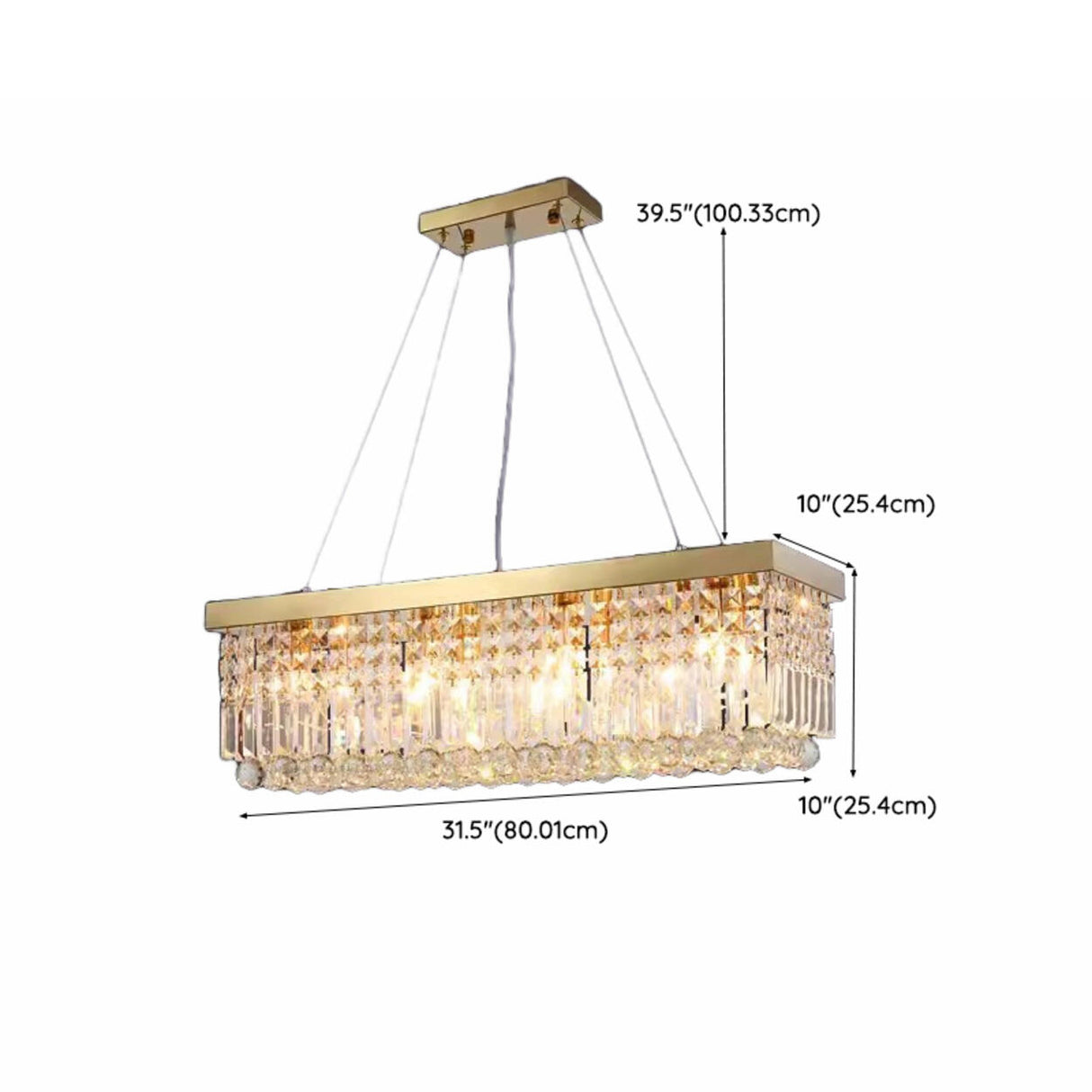 Luxury Rectangular Crystal Island Chandelier Light 