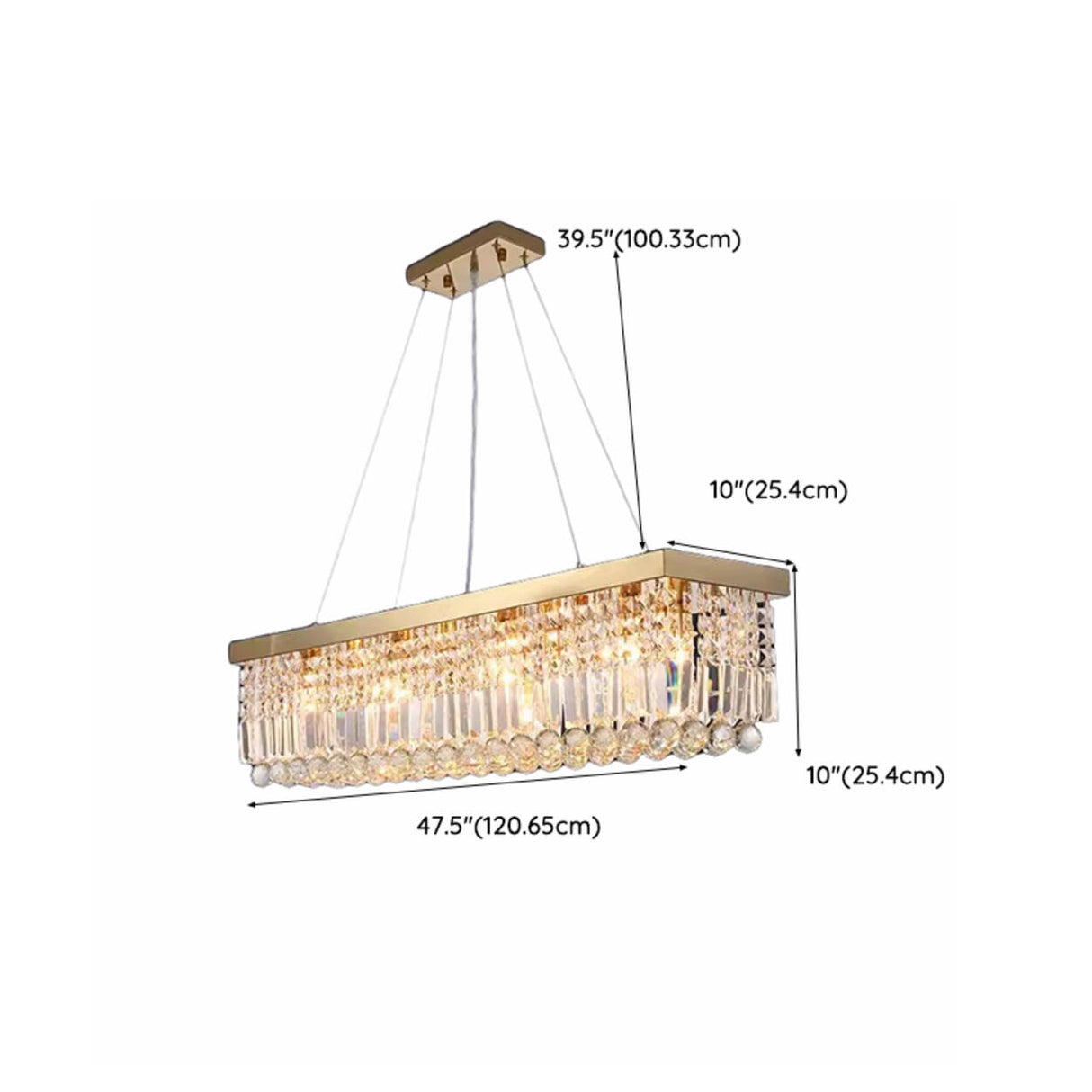 Luxury Rectangular Crystal Island Chandelier Light Image - 22