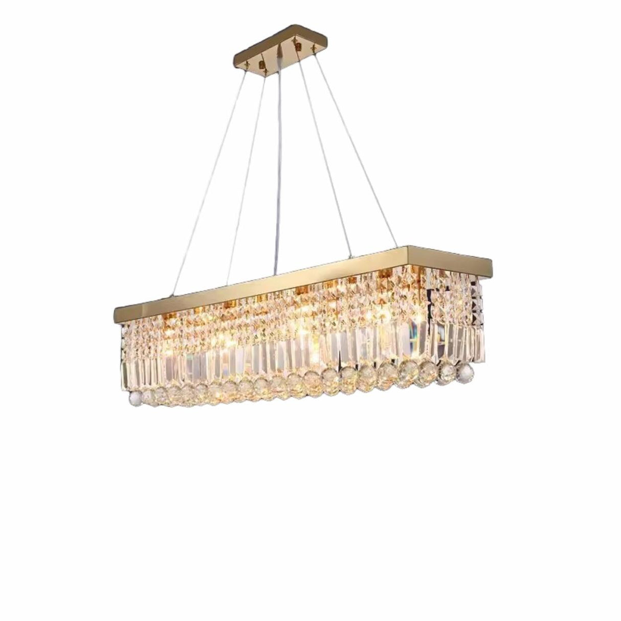 Luxury Rectangular Crystal Island Chandelier Light Image - 7