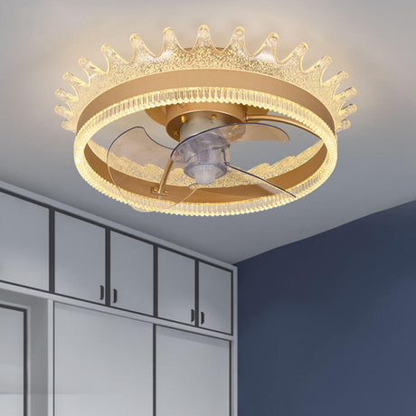 Luxury Remote Round Clear Blade Ceiling Fan with Light Image - 1