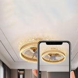 Luxury Remote Round Clear Blade Ceiling Fan with Light Image - 15