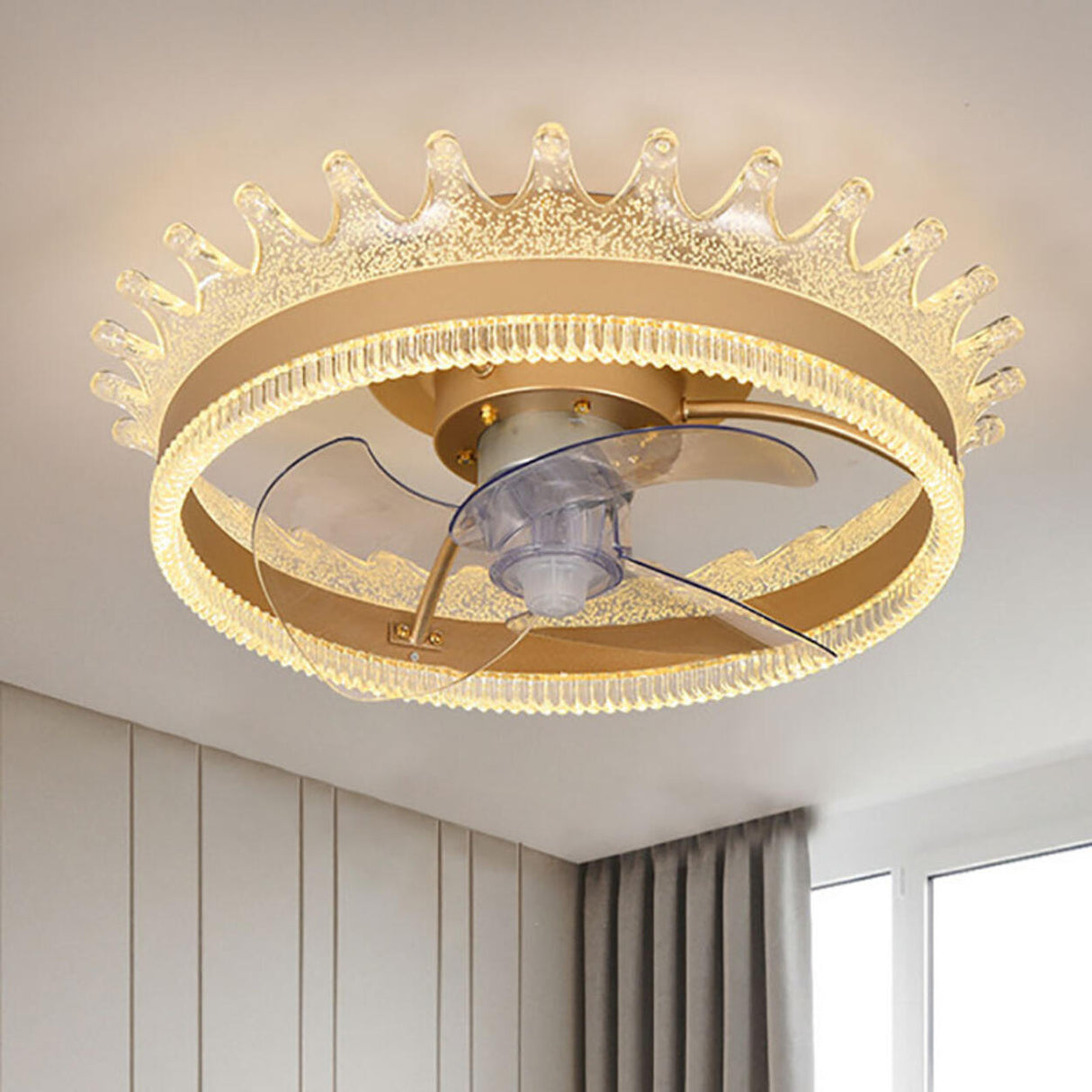 Luxury Remote Round Clear Blade Ceiling Fan with Light Image - 16