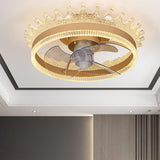 Luxury Remote Round Clear Blade Ceiling Fan with Light Image - 2