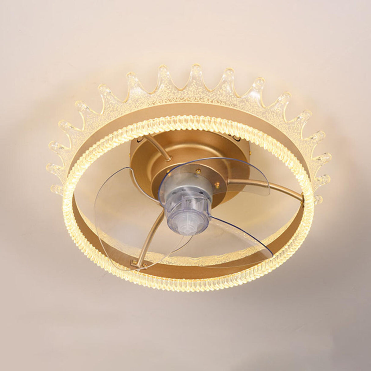 Luxury Remote Round Clear Blade Ceiling Fan with Light Image - 7