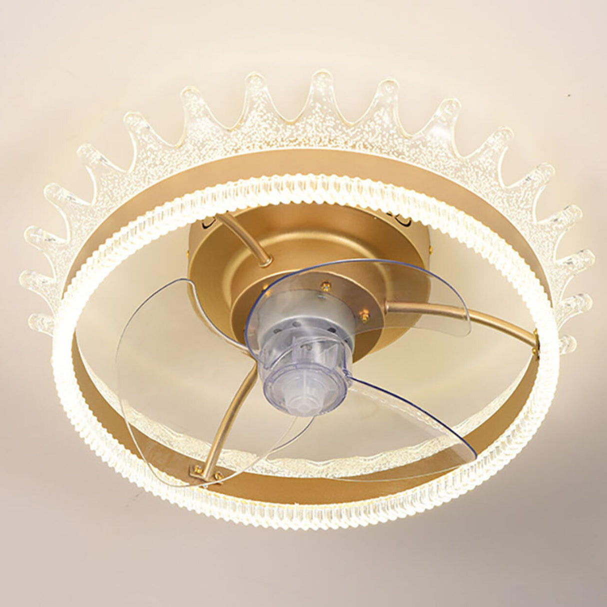 Luxury Remote Round Clear Blade Ceiling Fan with Light Image - 8