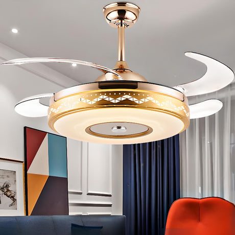 Luxury Retractable Blade Chandelier Ceiling Fan Light Image - 1