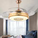 Luxury Retractable Blade Chandelier Ceiling Fan Light Image - 11