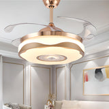 Luxury Retractable Blade Chandelier Ceiling Fan Light Image - 12