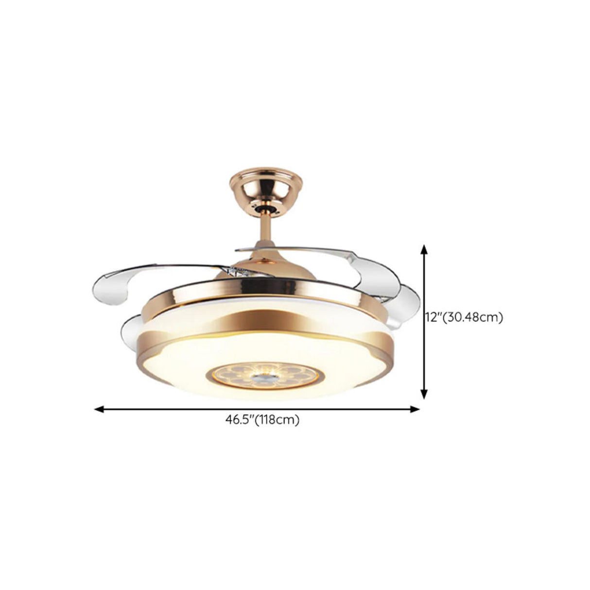 Luxury Retractable Blade Chandelier Ceiling Fan Light Image - 14