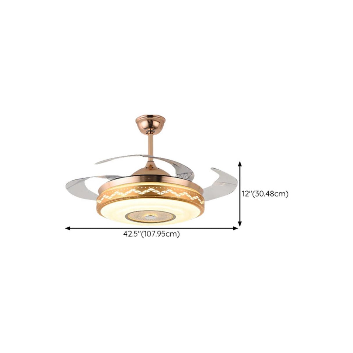 Luxury Retractable Blade Chandelier Ceiling Fan Light Image - 15