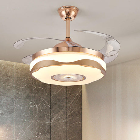 Luxury Retractable Blade Chandelier Ceiling Fan Light Image - 2