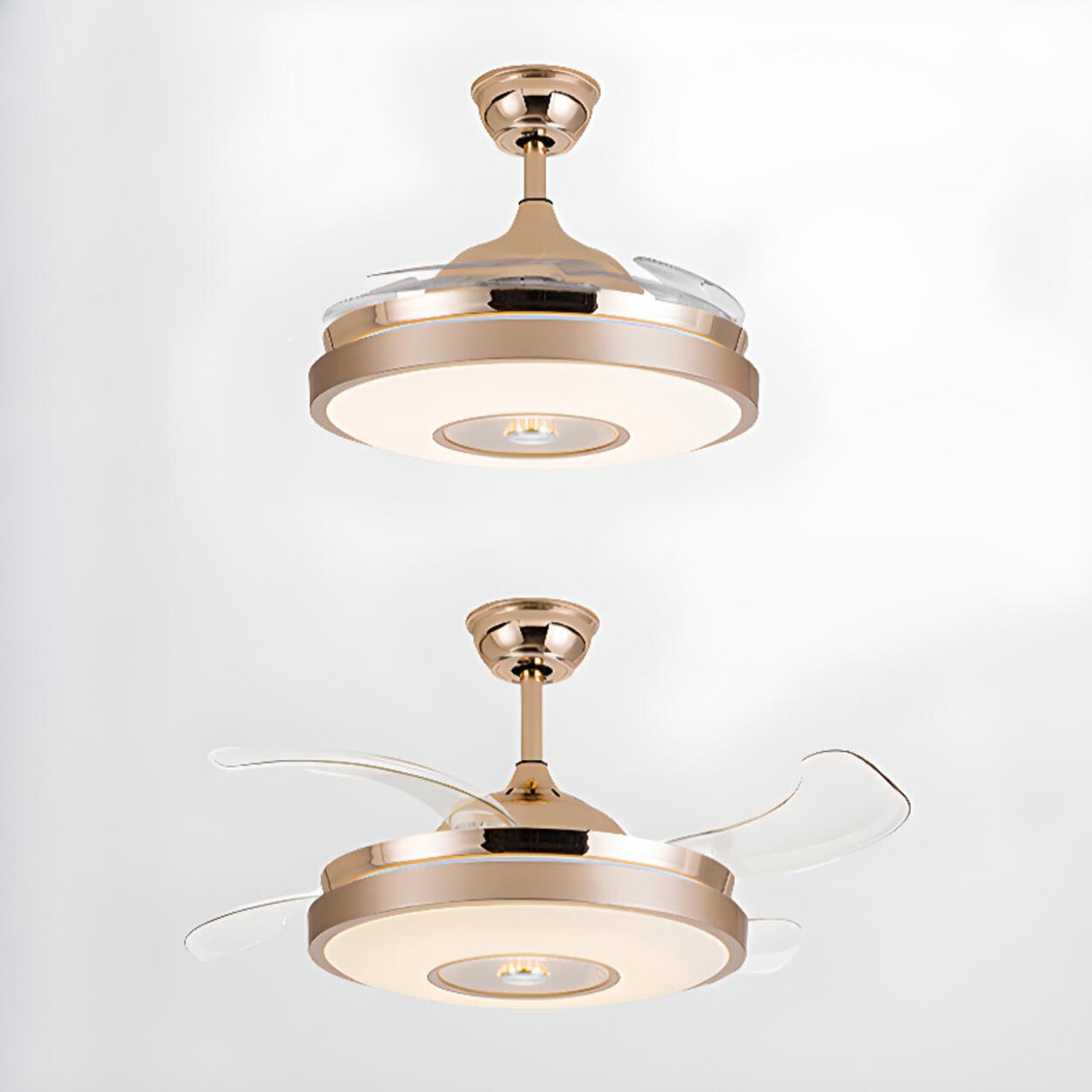 Luxury Retractable Blade Chandelier Ceiling Fan Light Image - 9