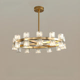 Luxury Ring Gold Finish Crystal Chandelier Image - 10