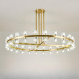 Luxury Ring Gold Finish Crystal Chandelier Image - 12