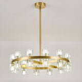 Luxury Ring Gold Finish Crystal Chandelier Image - 13