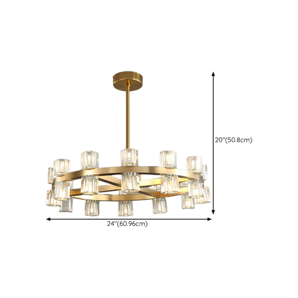 Luxury Ring Gold Finish Crystal Chandelier 