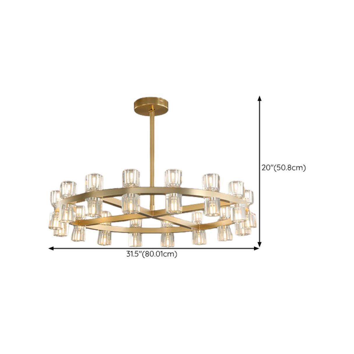 Luxury Ring Gold Finish Crystal Chandelier Image - 19