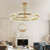 Luxury Ring Gold Finish Crystal Chandelier Image - 3