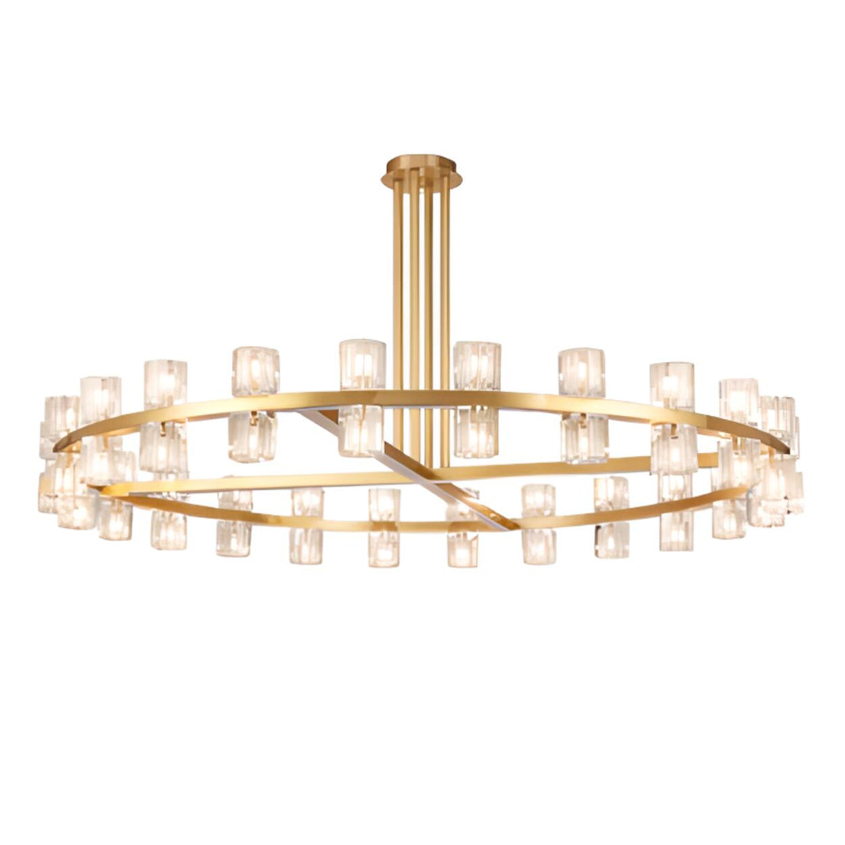 Luxury Ring Gold Finish Crystal Chandelier Image - 6