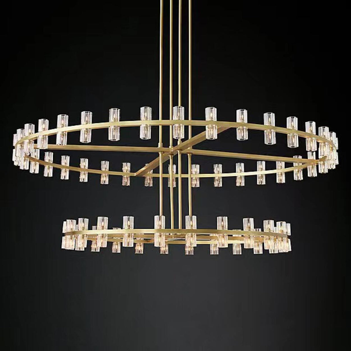 Luxury Ring Gold Finish Crystal Chandelier Image - 7