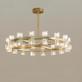 Luxury Ring Gold Finish Crystal Chandelier Image - 8