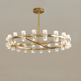 Luxury Ring Gold Finish Crystal Chandelier Image - 9