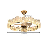 Luxury Ring Retractable Blade Crystal Ceiling Fan Light #size