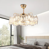 Luxury Ring Retractable Blade Crystal Ceiling Fan Light Image - 8