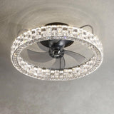 Luxury Round Crystal 5 Blade Ceiling Fan with Light Image - 2