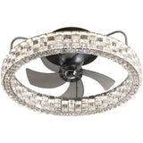 Luxury Round Crystal 5 Blade Ceiling Fan with Light Image - 5