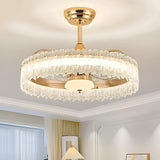 Luxury Round Crystal Living Room Ceiling Fan with Light Image - 12