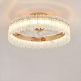 Luxury Round Crystal Living Room Ceiling Fan with Light Image - 2