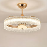 Luxury Round Crystal Living Room Ceiling Fan with Light Image - 3