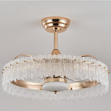 Luxury Round Crystal Living Room Ceiling Fan with Light Image - 7