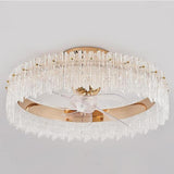 Luxury Round Crystal Living Room Ceiling Fan with Light Image - 8