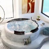 Luxury Round Heated Drop-In White Acrylic Bathtub Image - 2