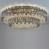 Luxury Smoke Grey Crystal Flush Mount Light Living Room Image - 11