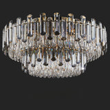 Luxury Smoke Grey Crystal Flush Mount Light Living Room Image - 13