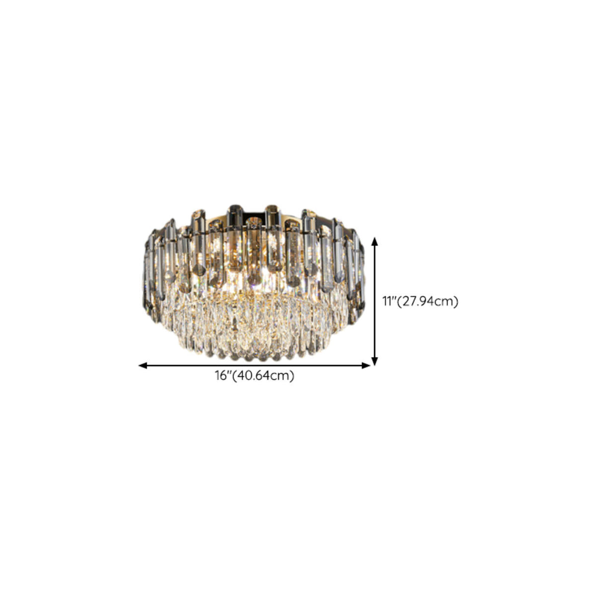 Luxury Smoke Grey Crystal Flush Mount Light Living Room 