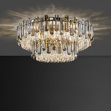 Luxury Smoke Grey Crystal Flush Mount Light Living Room Image - 9