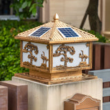 Luxury Solar Pattern Post Lantern Outdoor Lamp Bronze Image - 11